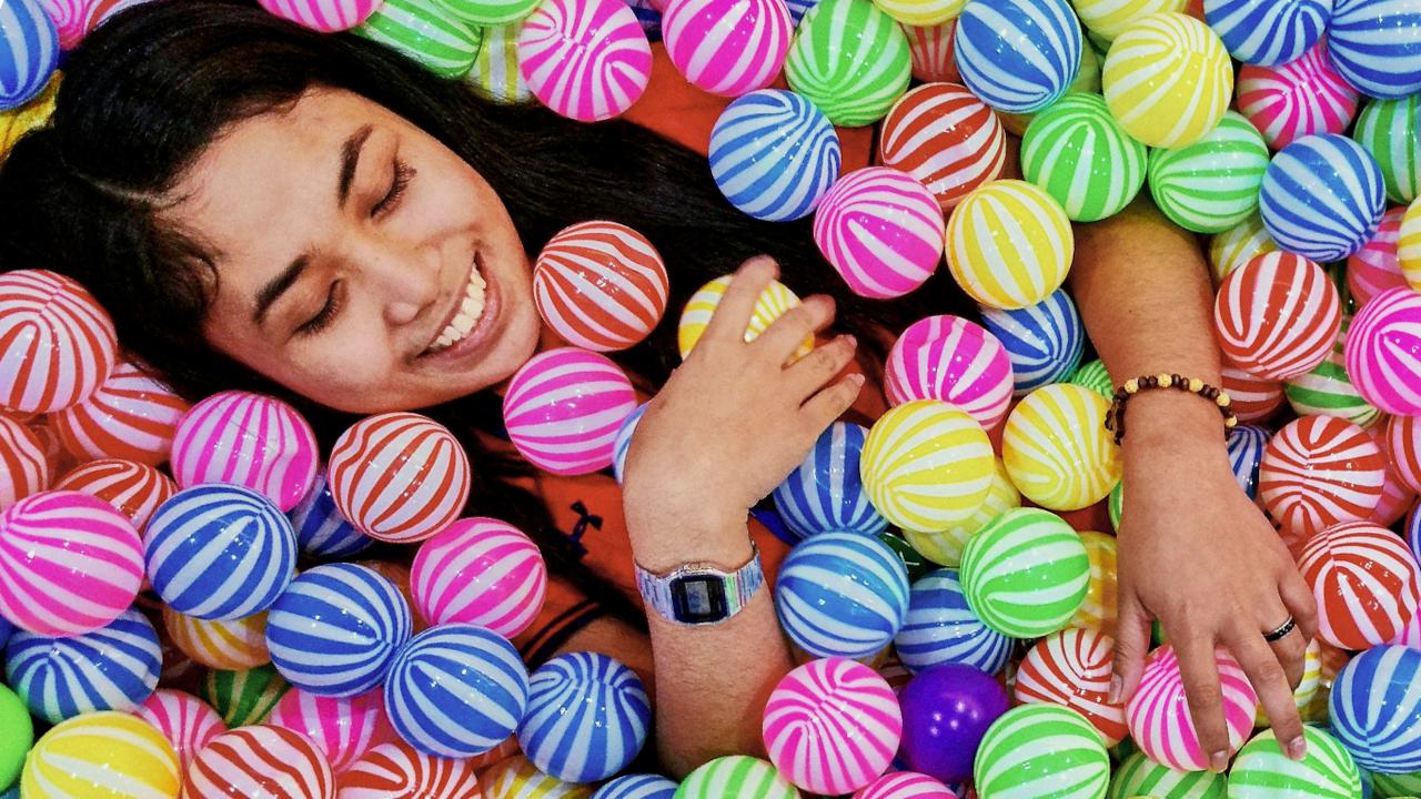 Overhead view of a smiling