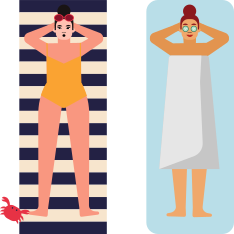 Women relax wellness sun from above scene